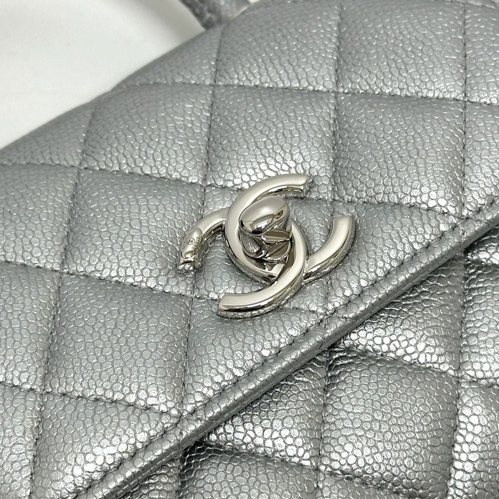 Chanel Handbag Coco Handle Caviar Leather Silver — view 6