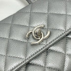 Chanel Handbag Coco Handle Caviar Leather Silver — view 6