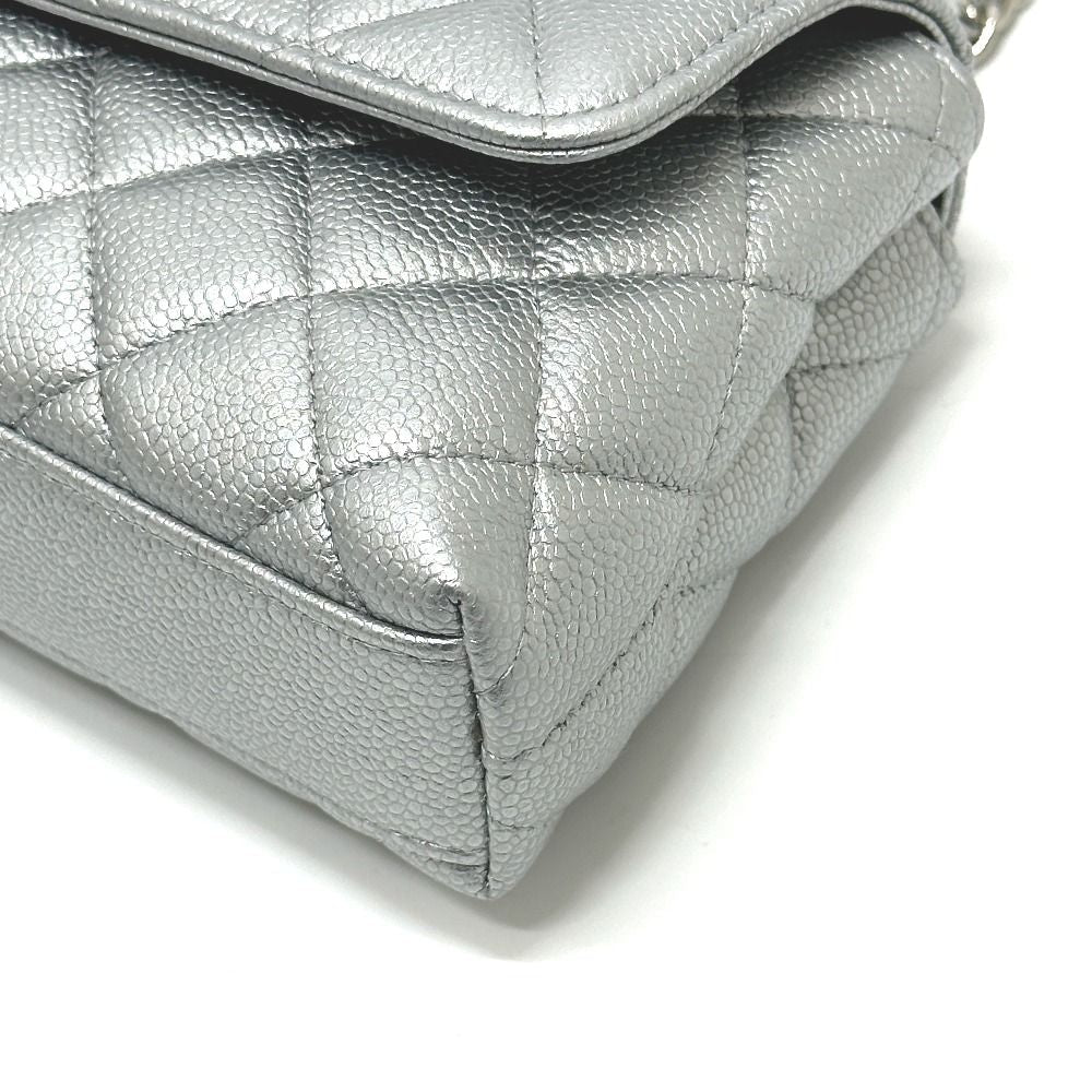 Chanel Handbag Coco Handle Caviar Leather Silver — view 4