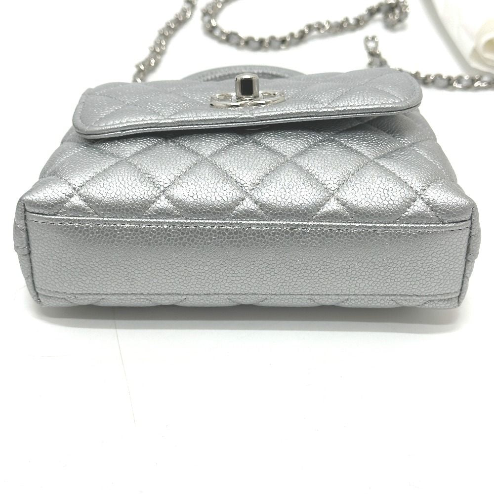 Chanel Handbag Coco Handle Caviar Leather Silver — view 3