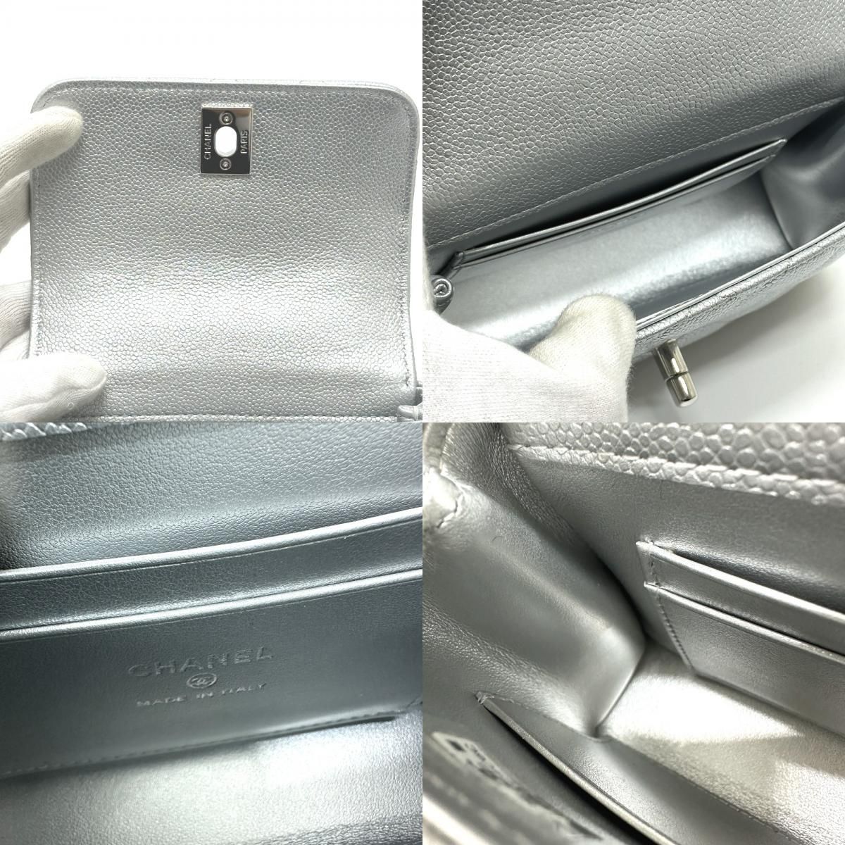 Chanel Handbag Coco Handle Caviar Leather Silver — view 8