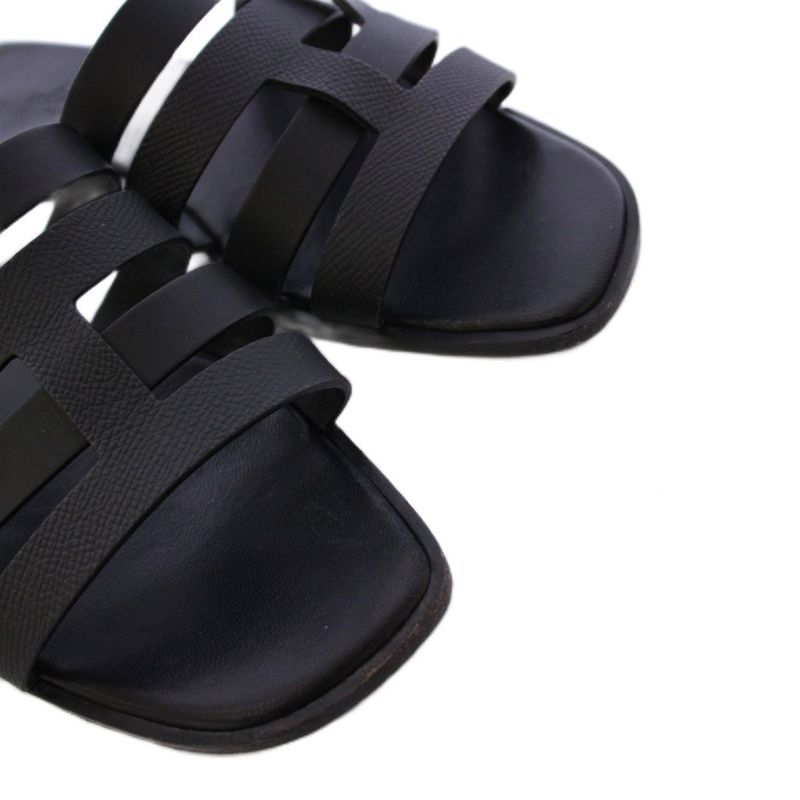 Hermes Amore Sandals Leather 37 Black KH — view 4