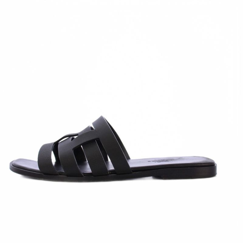 Hermes Amore Sandals Leather 37 Black KH — view 2
