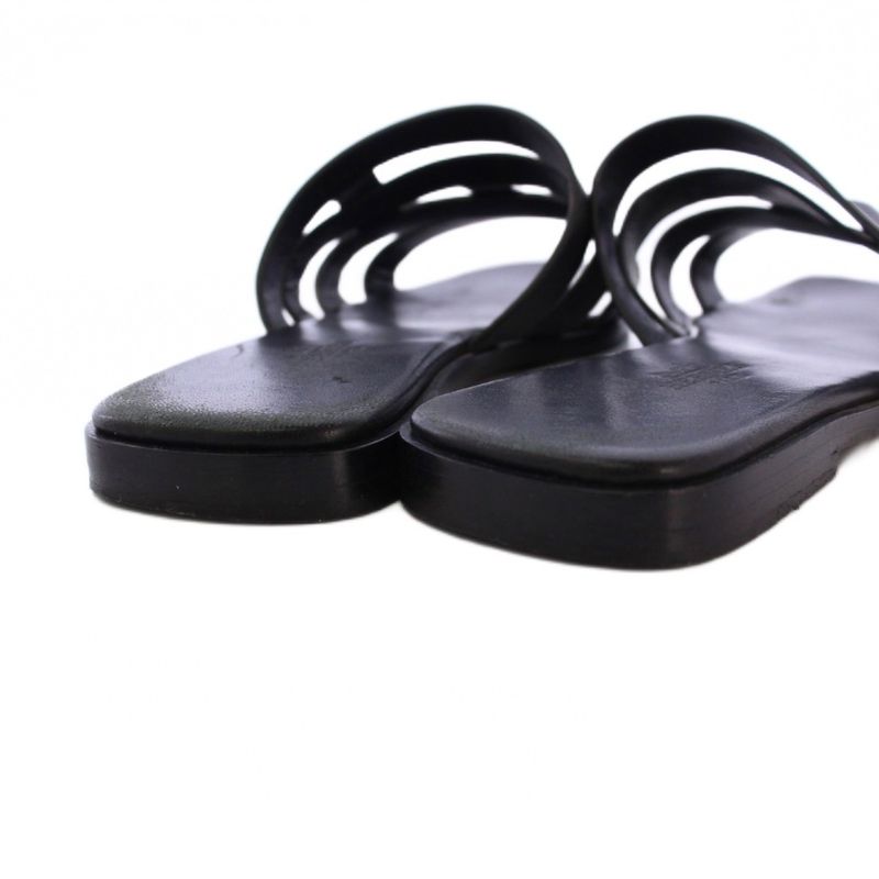 Hermes Amore Sandals Leather 37 Black KH — view 3