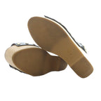 Celine Wood Sole Sandals 38 Black Strap Thick Ri OS — view 6