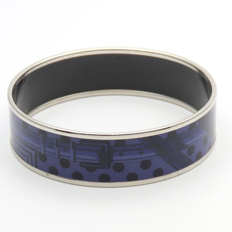 Hermes Bangle Enamel GM Metal Purple Silver Cloisonne Belt Dot — view 4