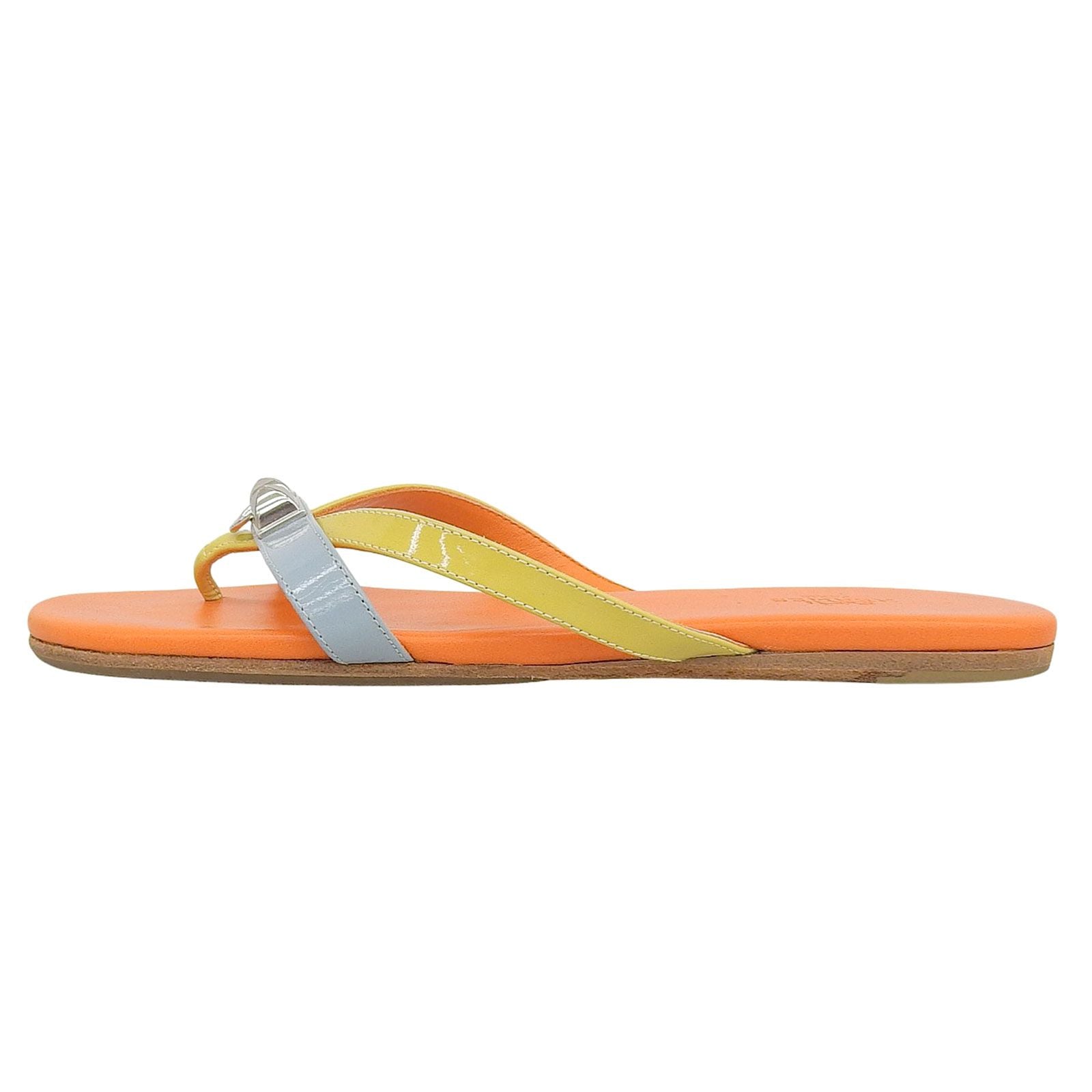 Hermes Silver Hardware Medor Leather Flat Thong — view 9