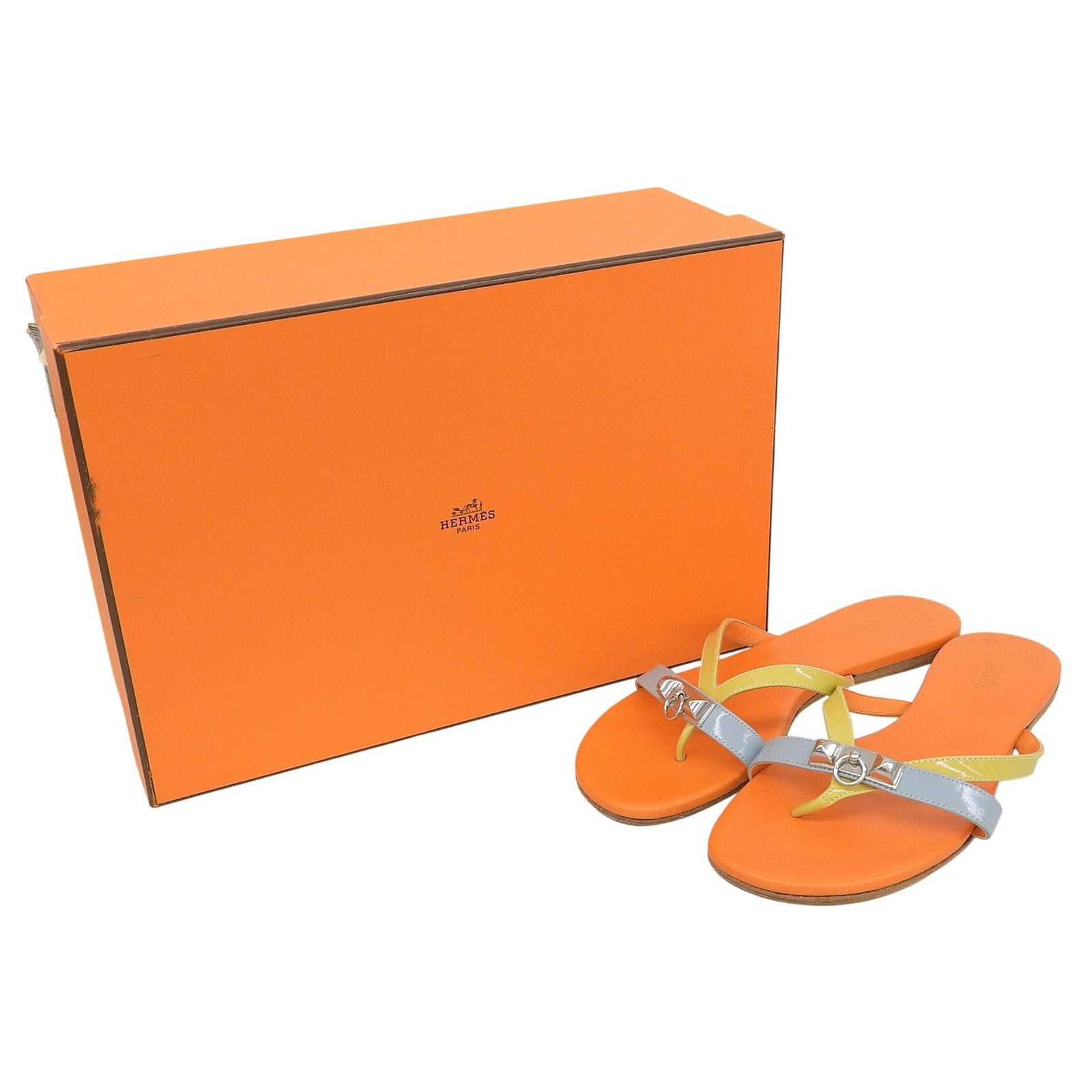 Hermes Silver Hardware Medor Leather Flat Thong — view 8