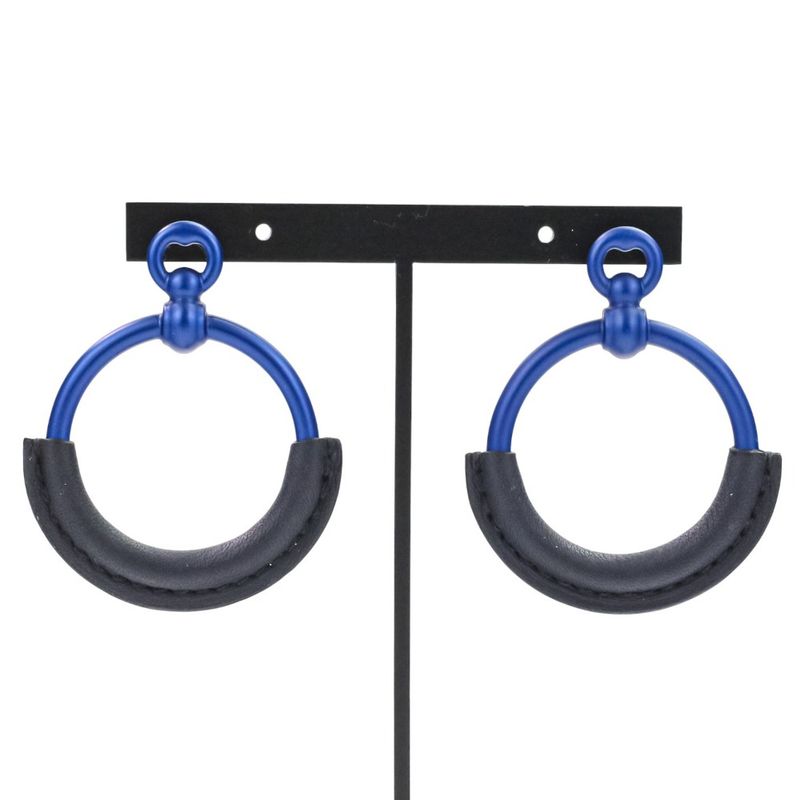 Hermes Loop Grand Earrings PM Aluminum Navy — view 3