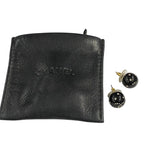 Chanel Coco Mark Rhinestone Ball Stud Earrings Black 08A — view 5