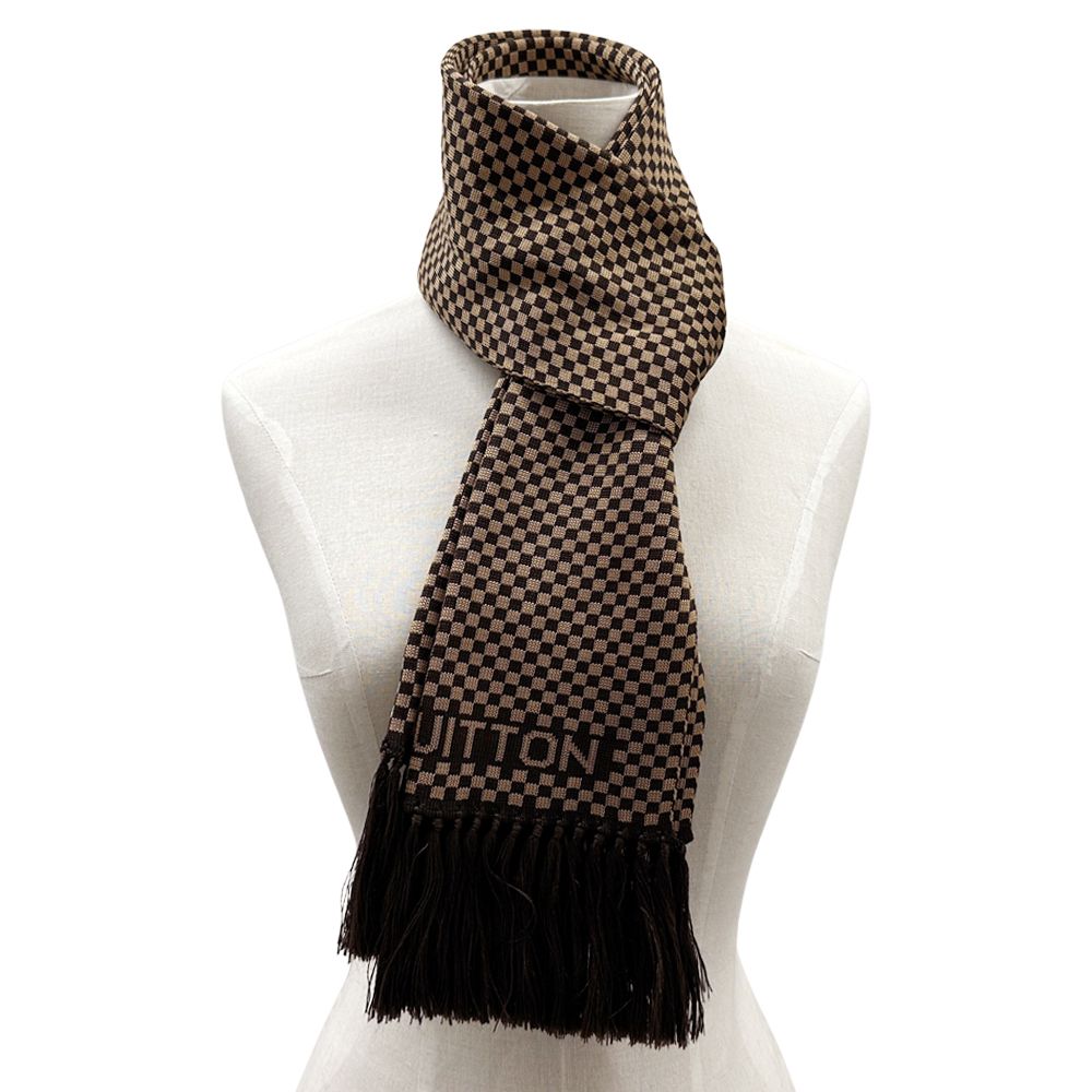 Louis Vuitton Muffler Stole Damier Elshap Smoking Brown Smart Check Scarf — view 4