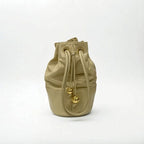 Chanel Bag Shoulder Lambskin Beige Gold Pouch Drawstring