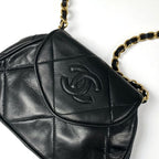 Chanel Bag Shoulder Lambskin Black Gold Quilted Chain — view 5