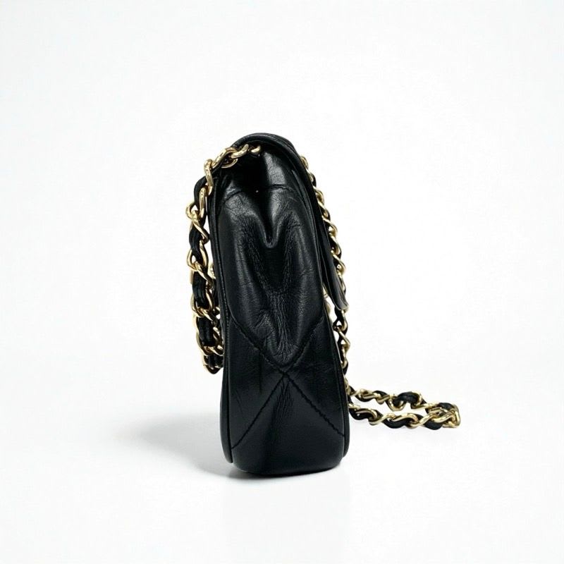Chanel Bag Shoulder Lambskin Black Gold Quilted Chain — view 3