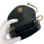 Chanel Bag Shoulder Lambskin Black Gold Quilted Chain — view 8