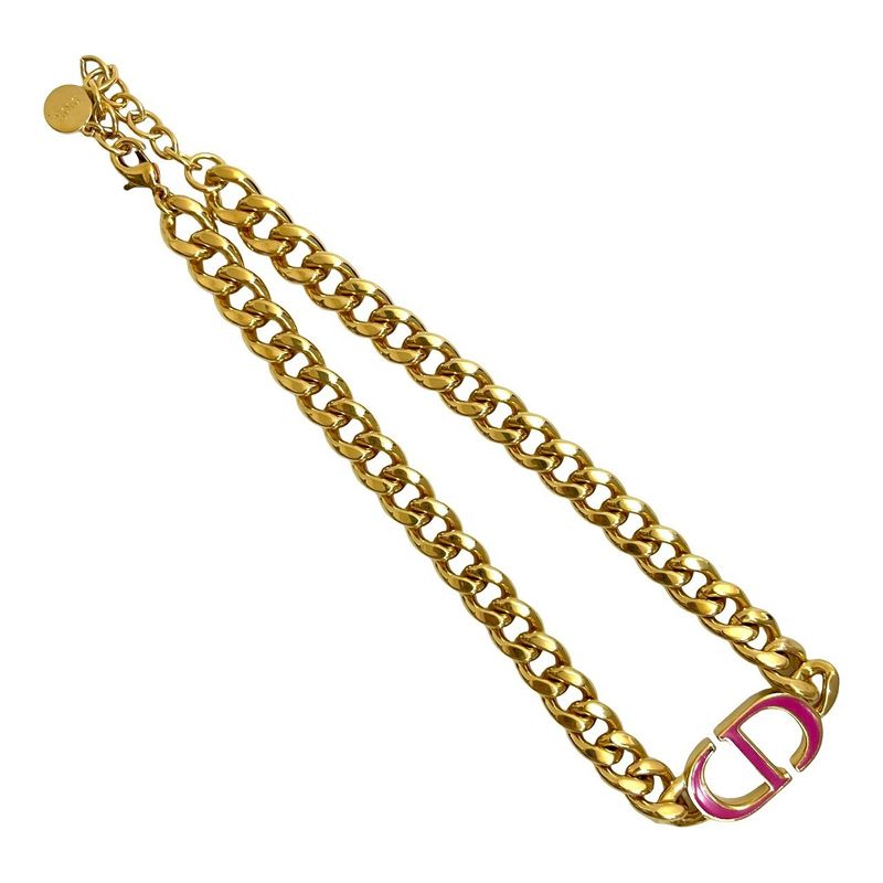 Christian Dior CD Logo Motif GP Chain Necklace Pendant Accessory — view 5