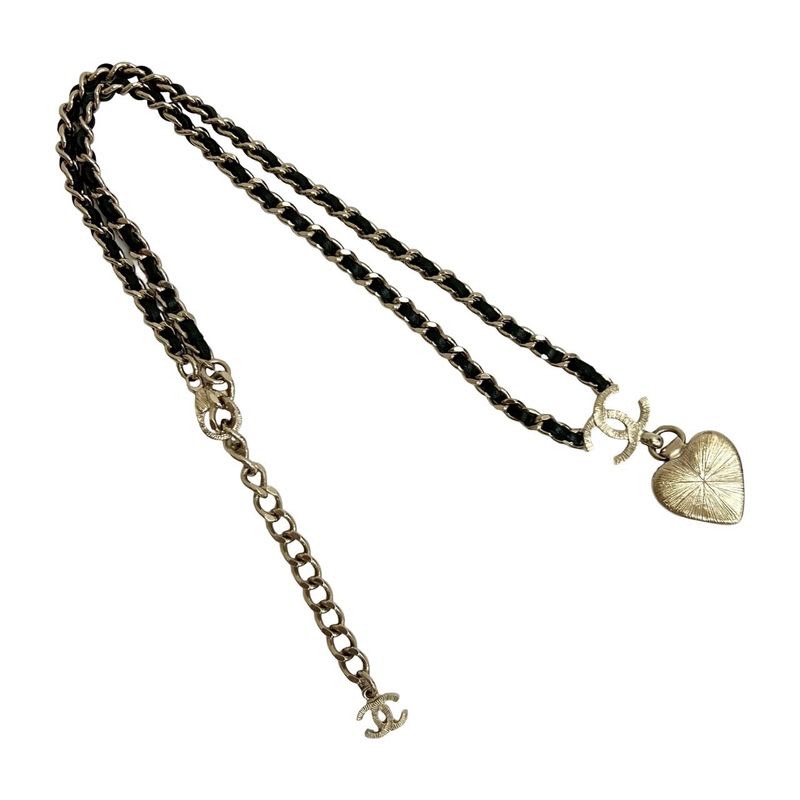 Chanel Heart Motif GP Leather Chain — view 6