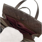 Chanel Bag Shoulder Brown Silver Gunmetal Hardware Quilted Caviar Leather — view 7