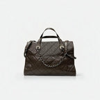 Chanel Bag Shoulder Brown Silver Gunmetal Hardware Quilted Caviar Leather — view 4