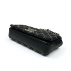 Chanel Bag Shoulder Leather Black Silver Mini Quilted Single