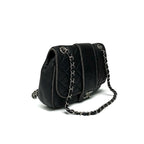 Chanel Bag Shoulder Lambskin Black Silver Quilted Turnlock