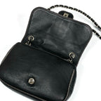 Chanel Bag Shoulder Lambskin Black Silver Quilted Turnlock