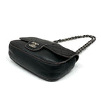 Chanel Bag Shoulder Lambskin Black Silver Quilted Turnlock