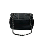 Chanel Bag Shoulder Lambskin Black Silver Quilted Turnlock