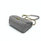 Chanel Bag Shoulder Gray Gold Mini Quilted Lambskin Turnlock