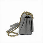 Chanel Bag Shoulder Gray Gold Mini Quilted Lambskin Turnlock