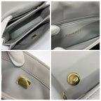 Chanel Bag Shoulder Gray Gold Mini Quilted Lambskin Turnlock