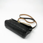 Chanel Bag Shoulder Leather Black Gold Quilted Turn Lock Double