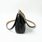 Chanel Bag Shoulder Leather Black Gold Quilted Turn Lock Double