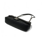 Chanel Bag Shoulder Black Silver Turnlock Single Flap Double