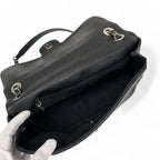 Chanel Bag Shoulder Black Silver Turnlock Single Flap Double