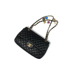 Chanel Bag Shoulder Black Gold Quilted Single Flap Double Chain