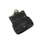 Chanel Bag Shoulder Black Gold Quilted Single Flap Double Chain