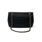 Chanel Bag Shoulder Black Gold Quilted Single Flap Double Chain