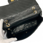 Chanel Bag Shoulder Black Gold Quilted Single Flap Double Chain