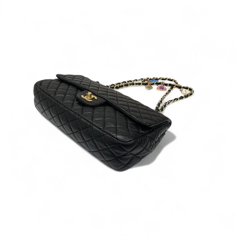 Chanel Bag Shoulder Black Gold Quilted Single Flap Double Chain — view 5