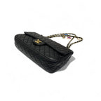 Chanel Bag Shoulder Black Gold Quilted Single Flap Double Chain