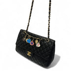 Chanel Bag Shoulder Black Gold Quilted Single Flap Double Chain — view 7
