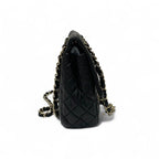 Chanel Bag Shoulder Black Gold Quilted Single Flap Double Chain
