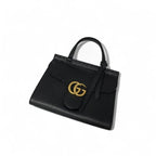 Gucci Bag Shoulder Black Gold GG Marmont Mini Top Handle 2-Way Handbag