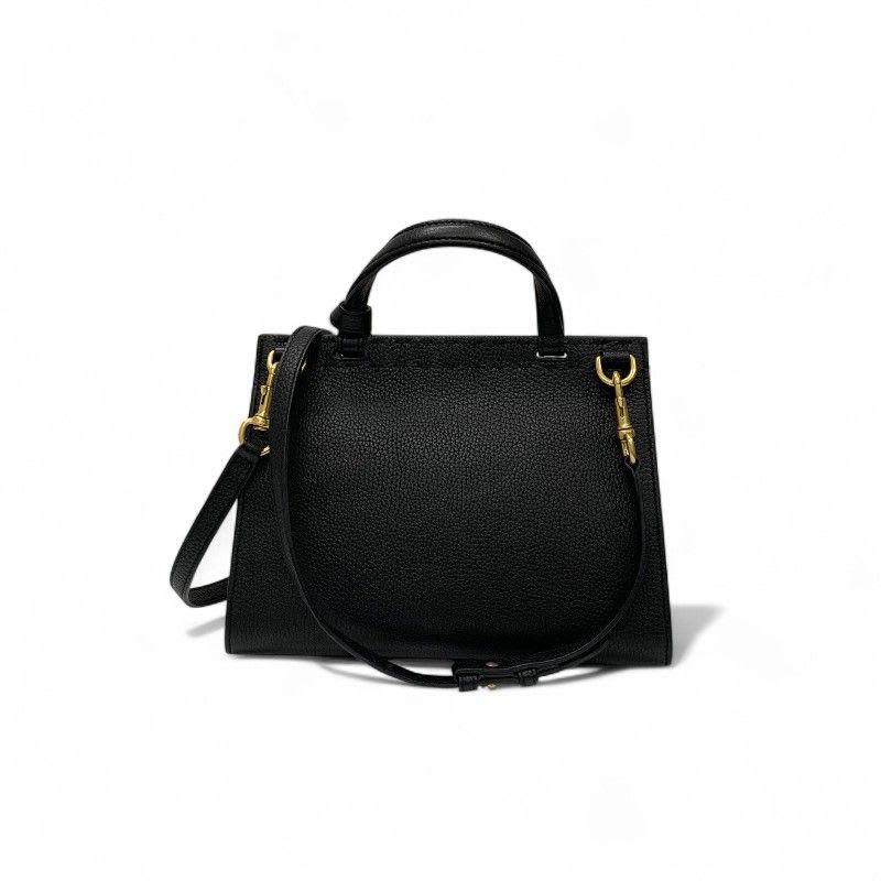 Gucci Bag Shoulder Black Gold GG Marmont Mini Top Handle 2-Way Handbag