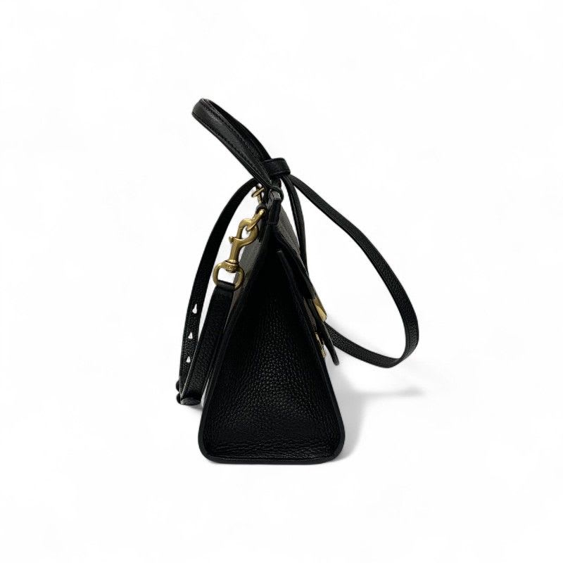 Gucci Bag Shoulder Black Gold GG Marmont Mini Top Handle 2-Way Handbag