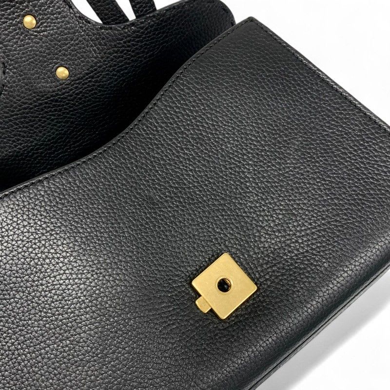 Gucci Bag Shoulder Black Gold GG Marmont Mini Top Handle 2-Way Handbag