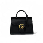Gucci Bag Shoulder Black Gold GG Marmont Mini Top Handle 2-Way Handbag