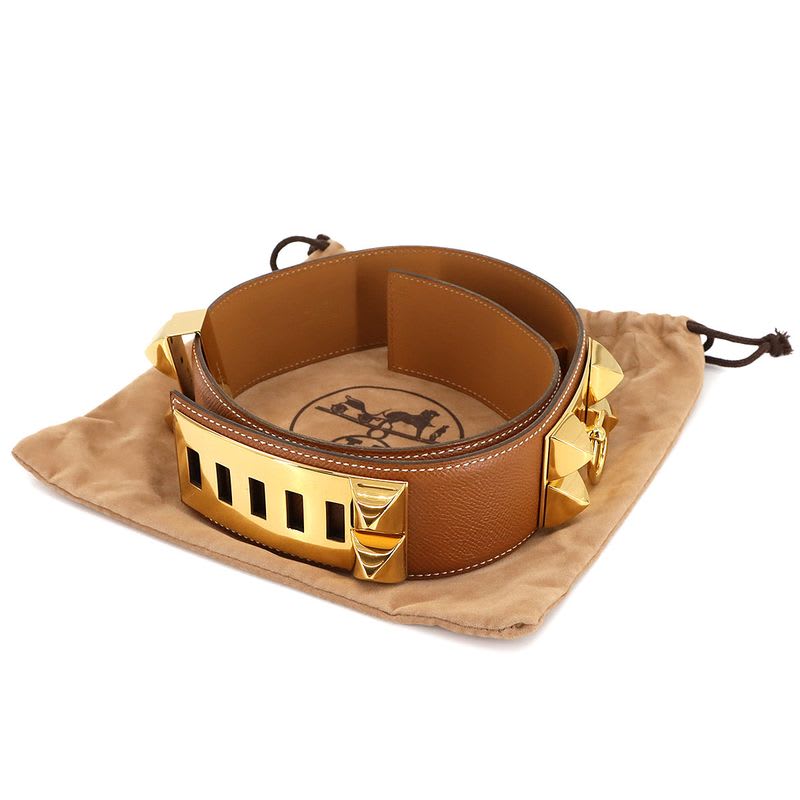 Hermes Collier de Chien Medor Belt Courchevel Epson Gold 65 — view 3