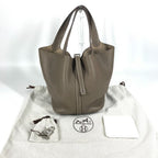 Hermes Handbag Picotin Lock Mm 22 Taurillon Clemence Etoupe Gray — view 2